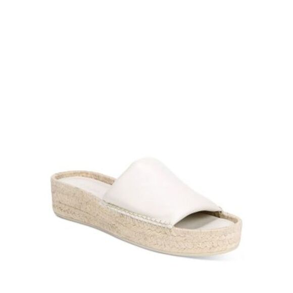VINCE. Womens White Jesse Toe Platform Slip On Leather Espadrille Shoes 9.5 M